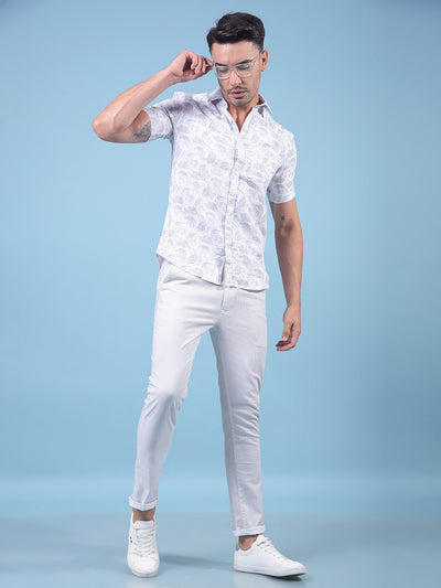 Grey Floral Print 100% Cotton Shirt-Men Shirts-Crimsoune Club