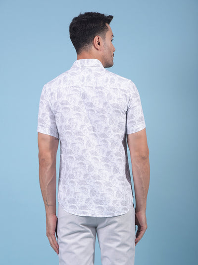 Grey Floral Print 100% Cotton Shirt-Men Shirts-Crimsoune Club