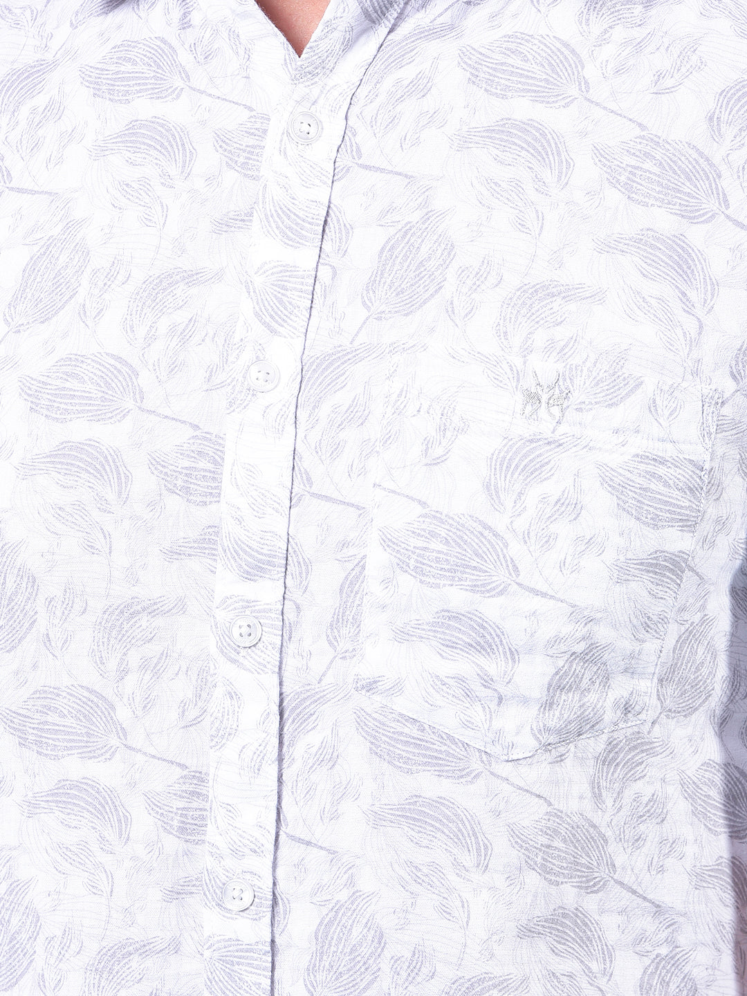 Grey Floral Print 100% Cotton Shirt-Men Shirts-Crimsoune Club