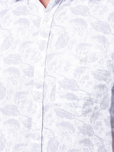 Grey Floral Print 100% Cotton Shirt-Men Shirts-Crimsoune Club