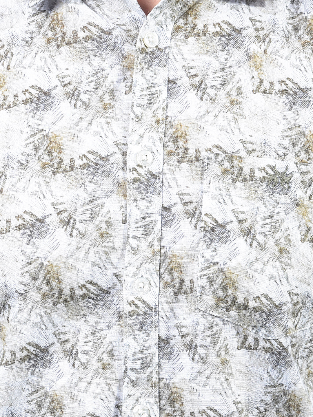 Grey Floral Print Linen Shirt-Men Shirts-Crimsoune Club