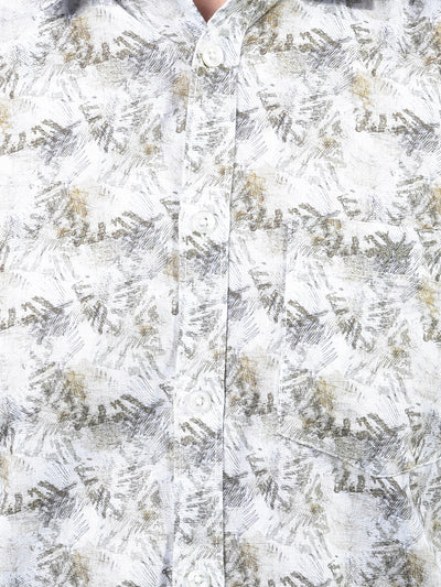 Grey Floral Print Linen Shirt-Men Shirts-Crimsoune Club