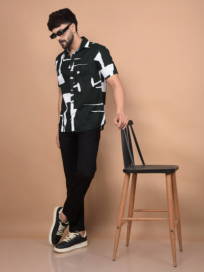 Green Printed 100% Cotton Shirt-Men Shirts-Crimsoune Club
