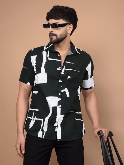 Green Printed 100% Cotton Shirt-Men Shirts-Crimsoune Club