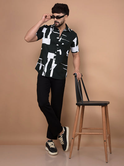 Green Printed 100% Cotton Shirt-Men Shirts-Crimsoune Club
