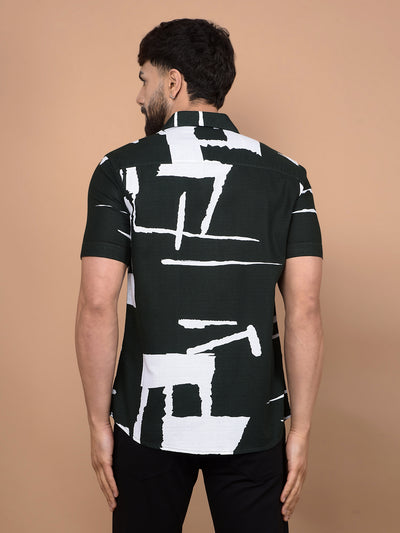 Green Printed 100% Cotton Shirt-Men Shirts-Crimsoune Club