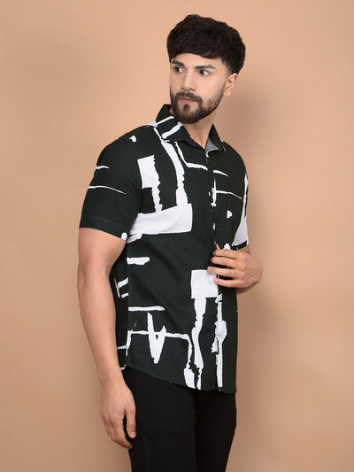 Green Printed 100% Cotton Shirt-Men Shirts-Crimsoune Club