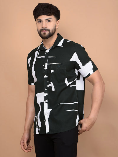 Green Printed 100% Cotton Shirt-Men Shirts-Crimsoune Club