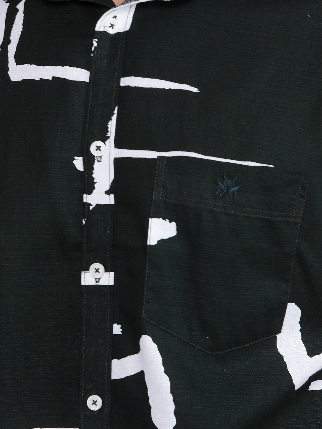 Green Printed 100% Cotton Shirt-Men Shirts-Crimsoune Club