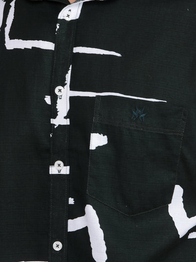 Green Printed 100% Cotton Shirt-Men Shirts-Crimsoune Club