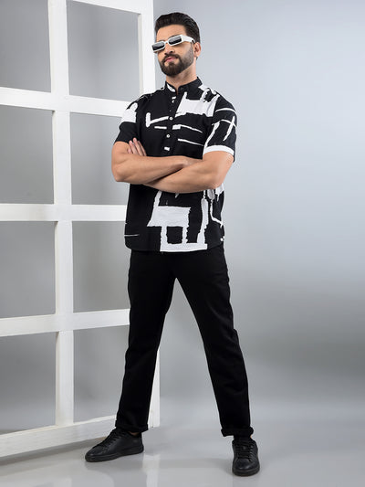 Black Printed 100% Cotton Kurta-Men Kurtas-Crimsoune Club