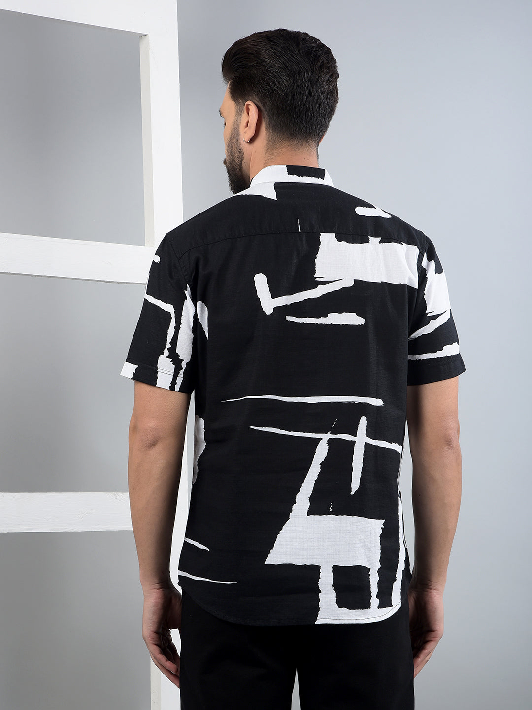 Black Printed 100% Cotton Kurta-Men Kurtas-Crimsoune Club