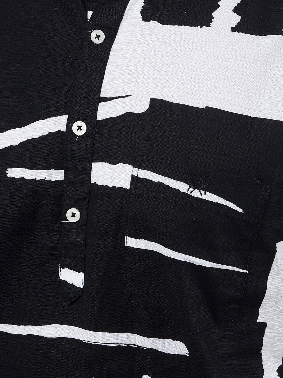 Black Printed 100% Cotton Kurta-Men Kurtas-Crimsoune Club