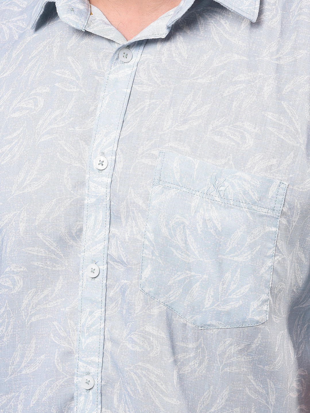 Men's Green Floral Print Linen Shirt-Men Shirts-Crimsoune Club
