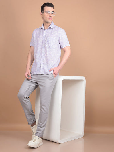 Purple Floral Print Linen Shirt-Men Shirts-Crimsoune Club