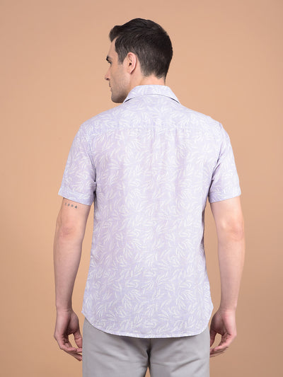 Purple Floral Print Linen Shirt-Men Shirts-Crimsoune Club