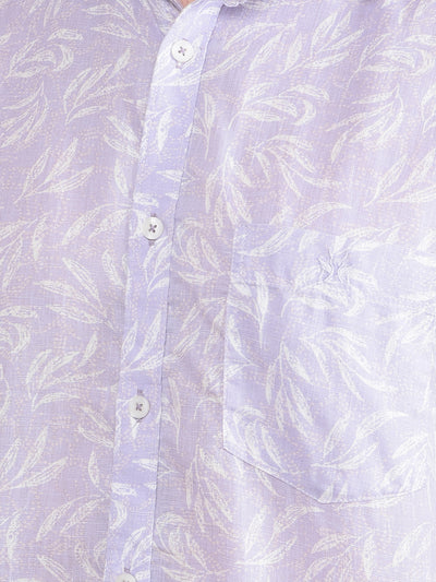 Purple Floral Print Linen Shirt-Men Shirts-Crimsoune Club