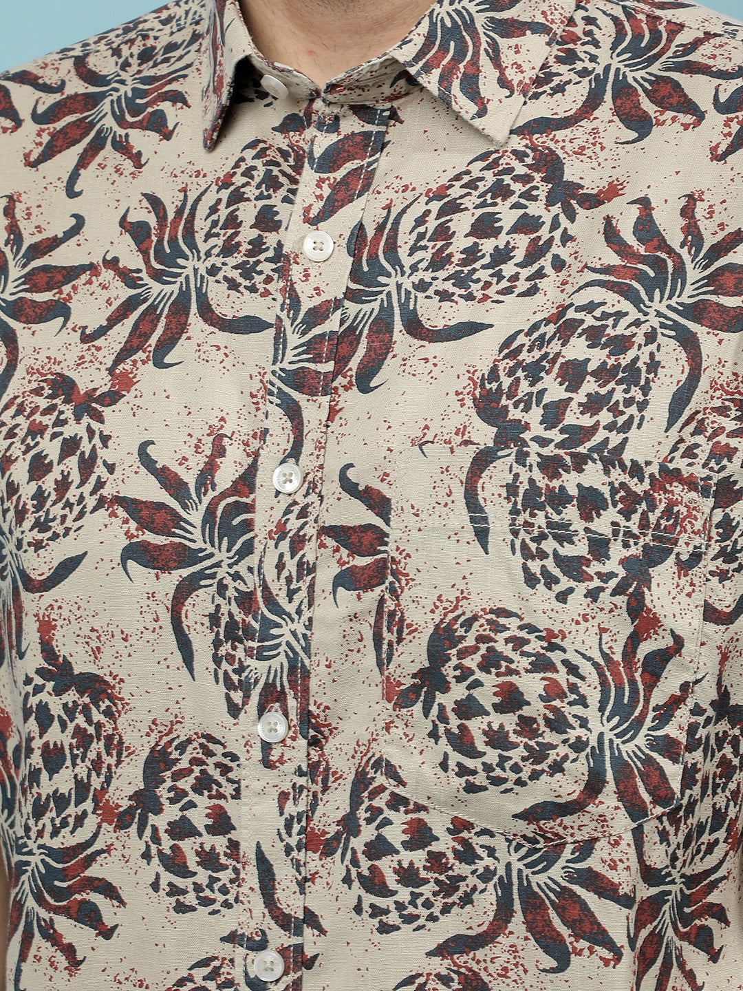 Maroon Floral Print Linen Shirt-Men Shirts-Crimsoune Club