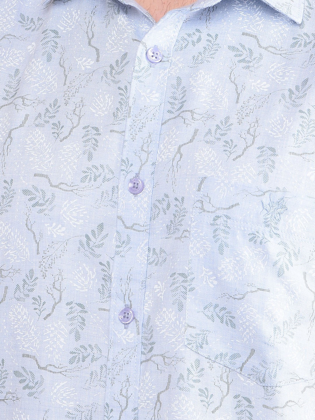 Blue Floral Print Shirt-Men Shirts-Crimsoune Club