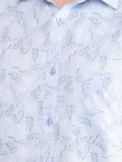 Blue Floral Print Shirt-Men Shirts-Crimsoune Club