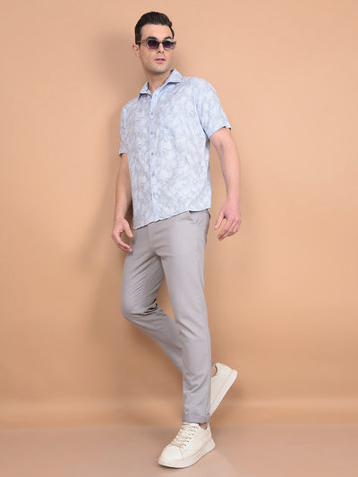 Blue Floral Print Shirt-Men Shirts-Crimsoune Club