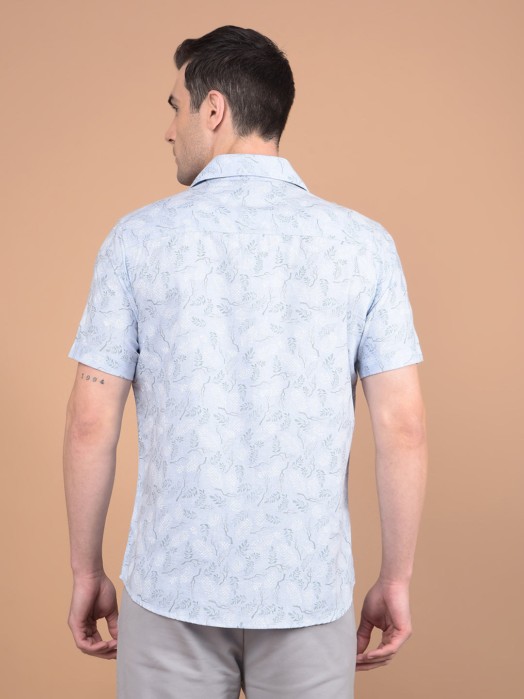 Blue Floral Print Shirt-Men Shirts-Crimsoune Club
