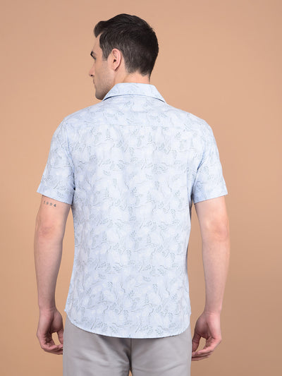Blue Floral Print Shirt-Men Shirts-Crimsoune Club