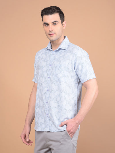 Blue Floral Print Shirt-Men Shirts-Crimsoune Club