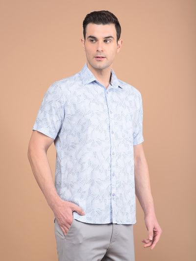 Blue Floral Print Shirt-Men Shirts-Crimsoune Club