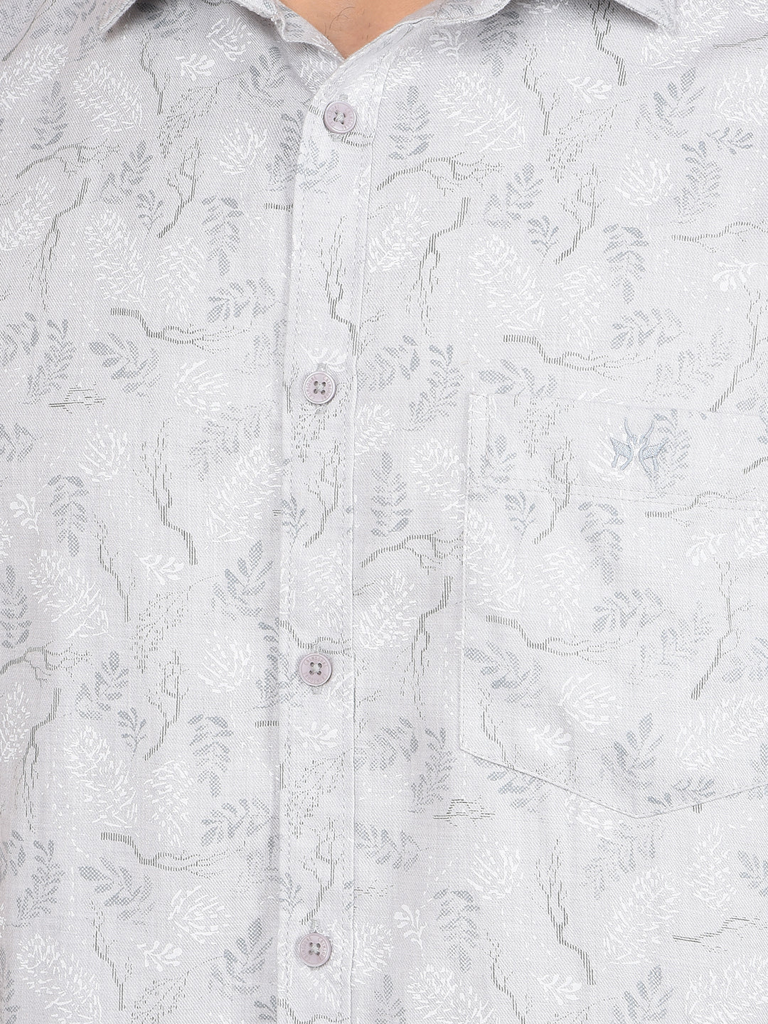 Grey Floral Print Shirt-Men Shirts-Crimsoune Club