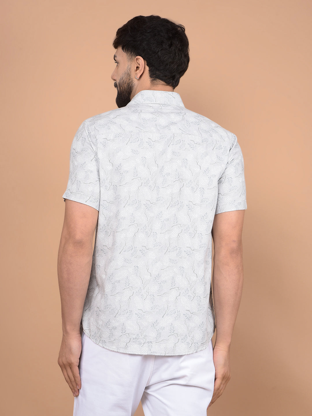 Grey Floral Print Shirt-Men Shirts-Crimsoune Club