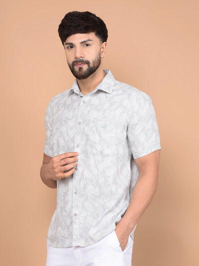 Grey Floral Print Shirt-Men Shirts-Crimsoune Club