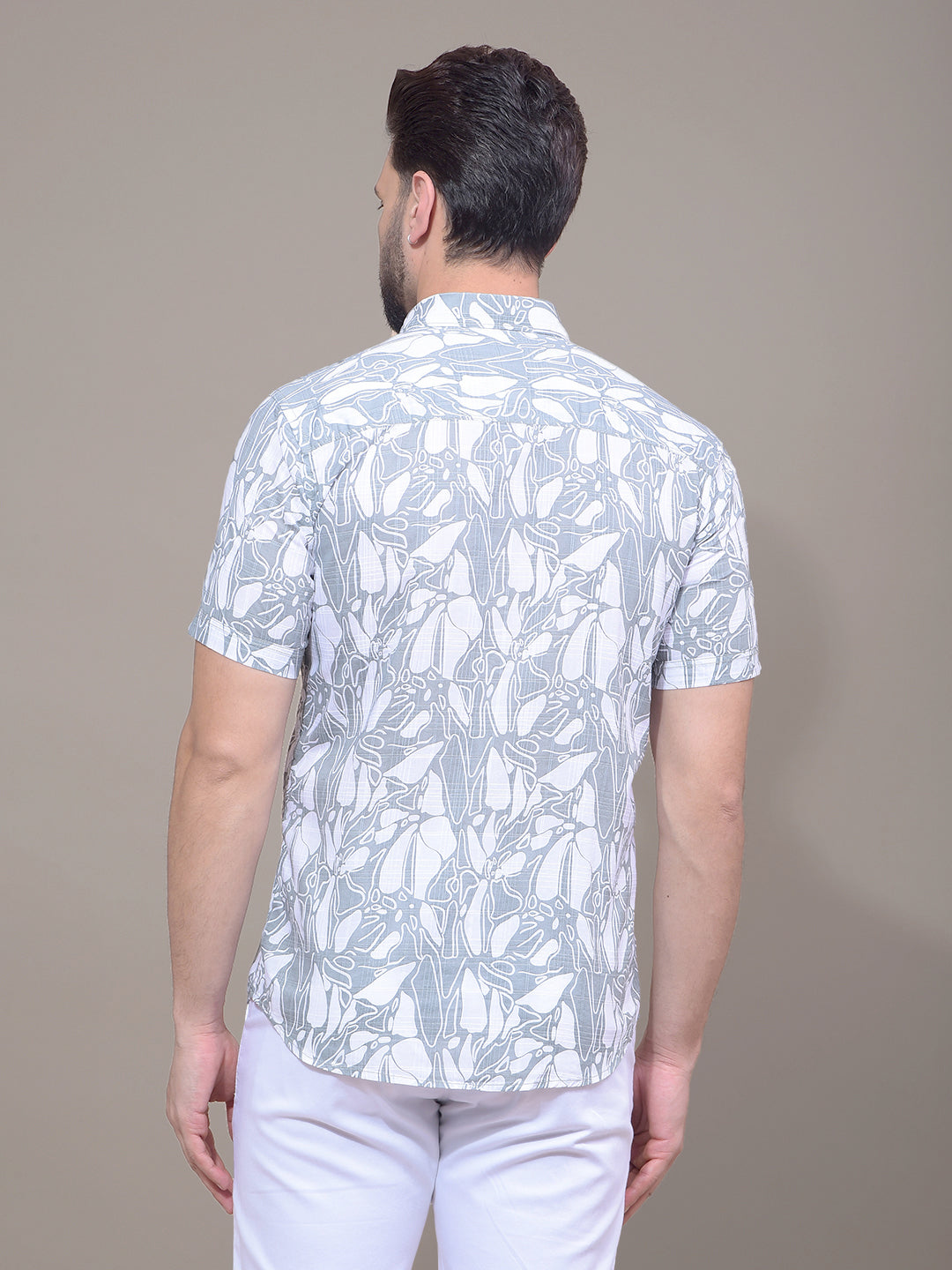 Green Floral Print 100% Cotton Shirt-Men Shirts-Crimsoune Club