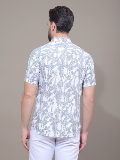 Green Floral Print 100% Cotton Shirt-Men Shirts-Crimsoune Club