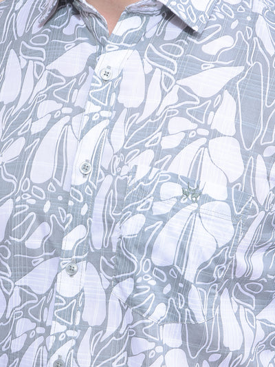 Green Floral Print 100% Cotton Shirt-Men Shirts-Crimsoune Club