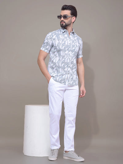 Green Floral Print 100% Cotton Shirt-Men Shirts-Crimsoune Club