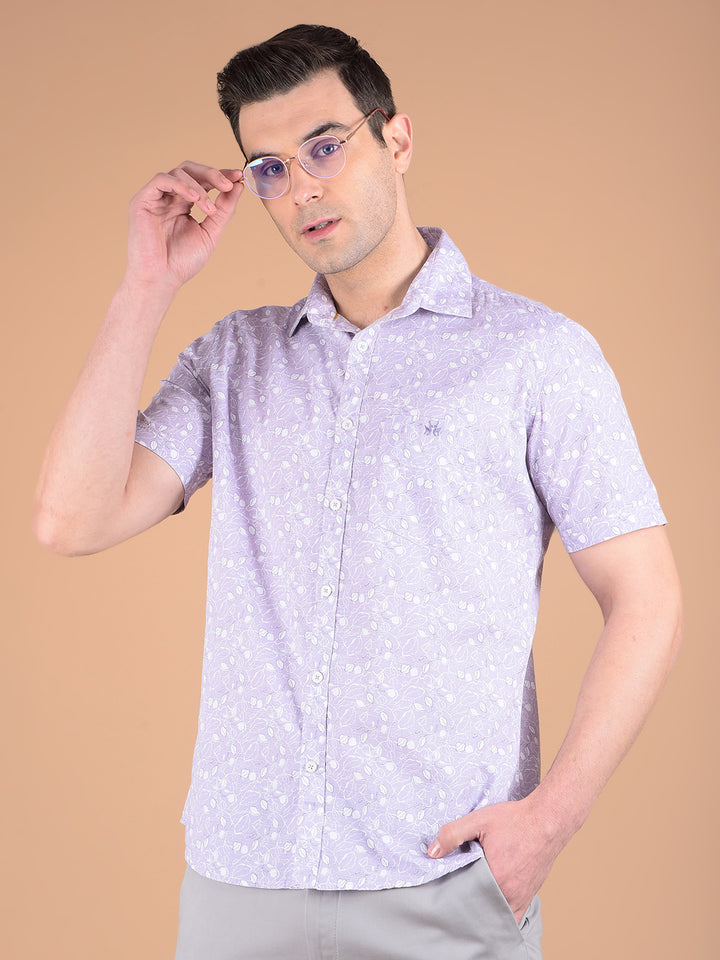 Purple Floral Print Shirt-Men Shirts-Crimsoune Club