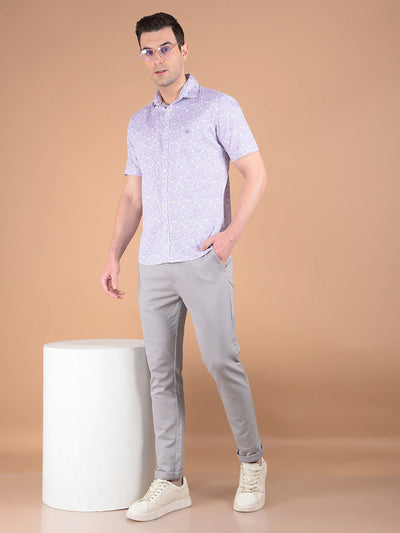 Purple Floral Print Shirt-Men Shirts-Crimsoune Club