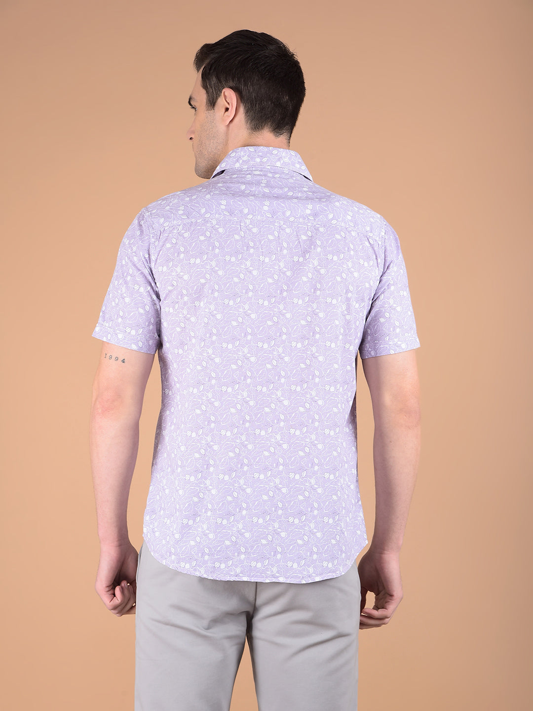 Purple Floral Print Shirt-Men Shirts-Crimsoune Club