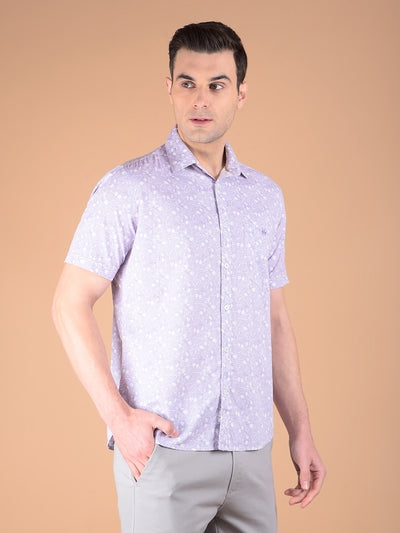 Purple Floral Print Shirt-Men Shirts-Crimsoune Club