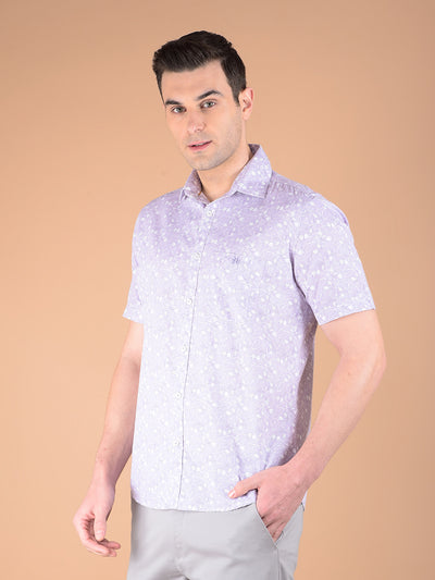 Purple Floral Print Shirt-Men Shirts-Crimsoune Club