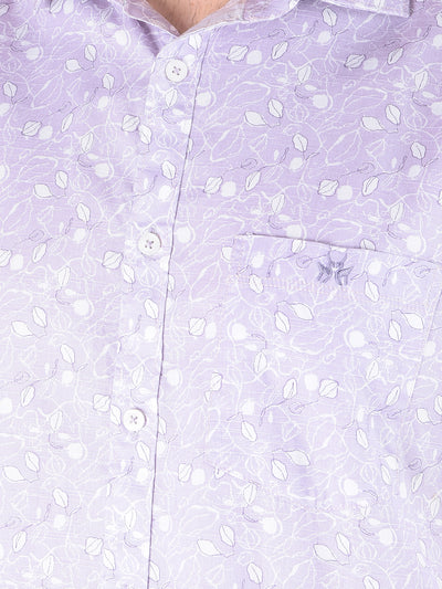 Purple Floral Print Shirt-Men Shirts-Crimsoune Club