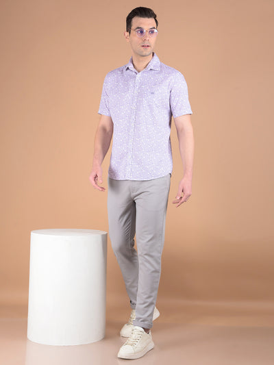 Purple Floral Print Shirt-Men Shirts-Crimsoune Club