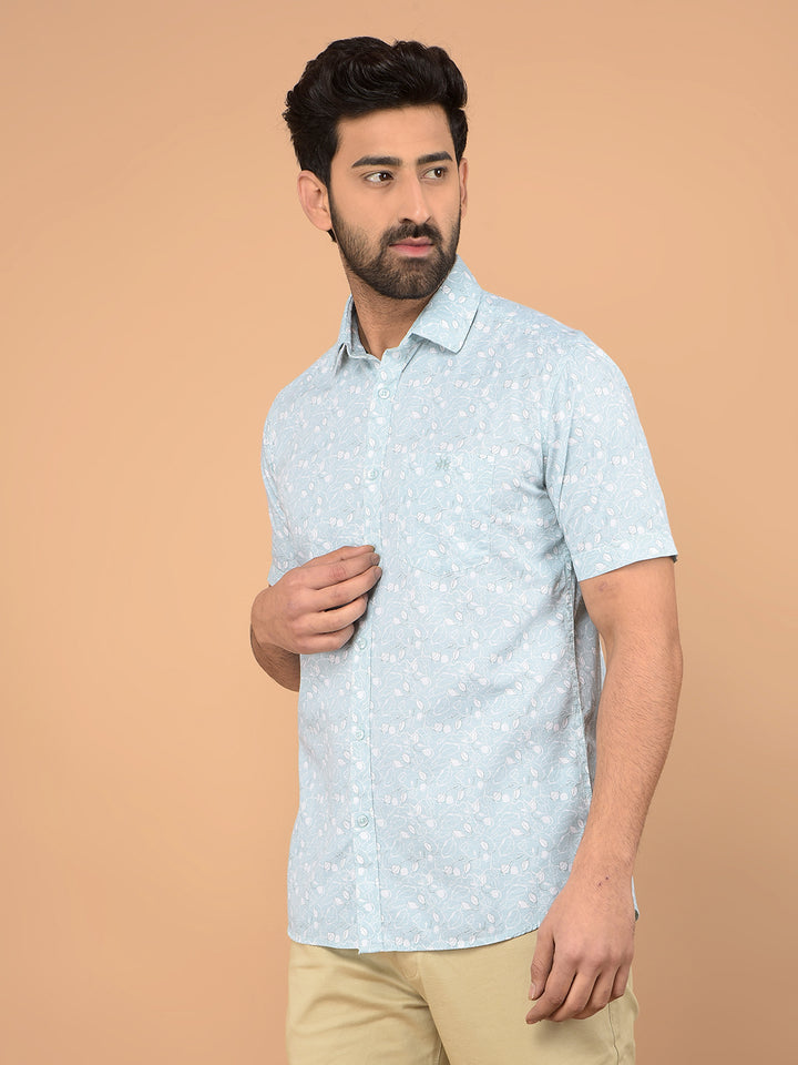 Green Floral Print Shirt-Men Shirts-Crimsoune Club