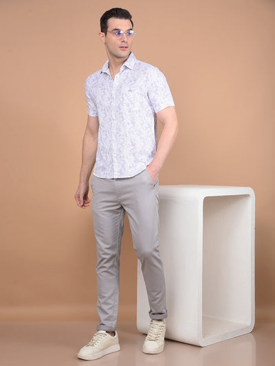 Purple Floral Print 100% Cotton Shirt-Men Shirts-Crimsoune Club
