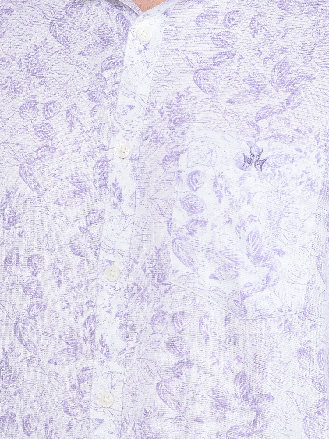 Purple Floral Print 100% Cotton Shirt-Men Shirts-Crimsoune Club