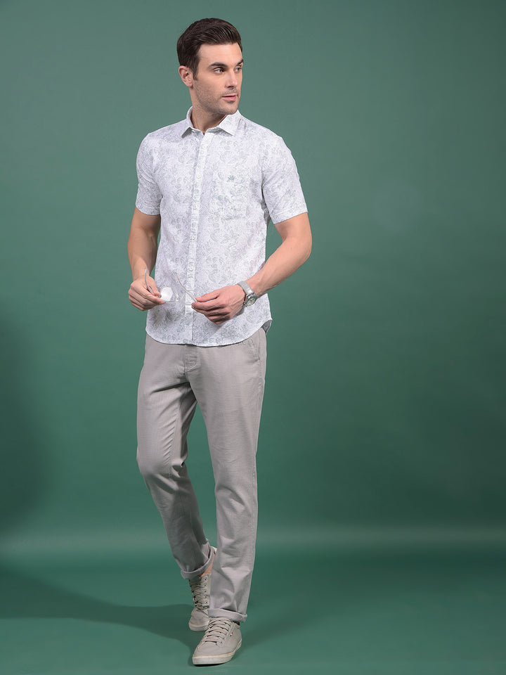 Green Floral Print 100% Cotton Shirt-Men Shirts-Crimsoune Club