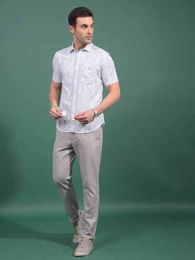 Green Floral Print 100% Cotton Shirt-Men Shirts-Crimsoune Club