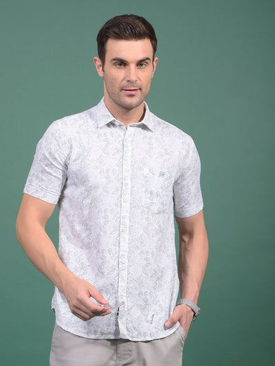 Green Floral Print 100% Cotton Shirt-Men Shirts-Crimsoune Club