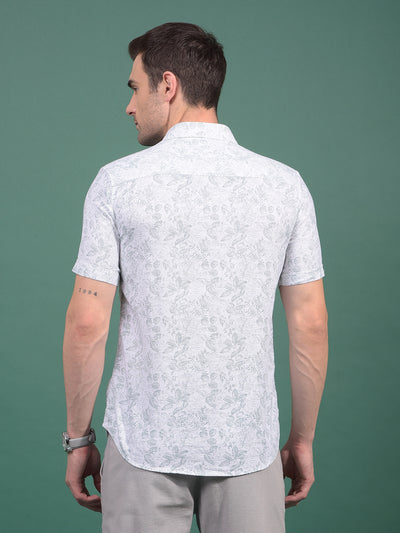 Green Floral Print 100% Cotton Shirt-Men Shirts-Crimsoune Club
